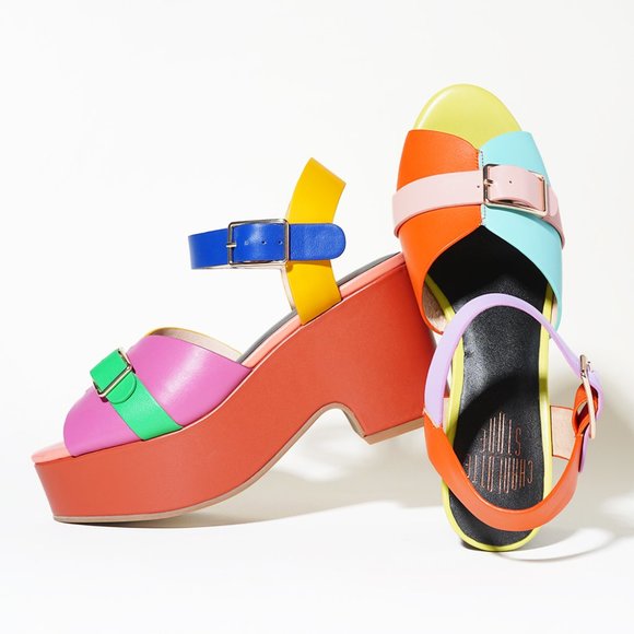 Charlotte Stone Shoes - Charlotte Stone Raf Solimar Chunky Platform Open Toe Colorful Size 8 SOLD OUT
